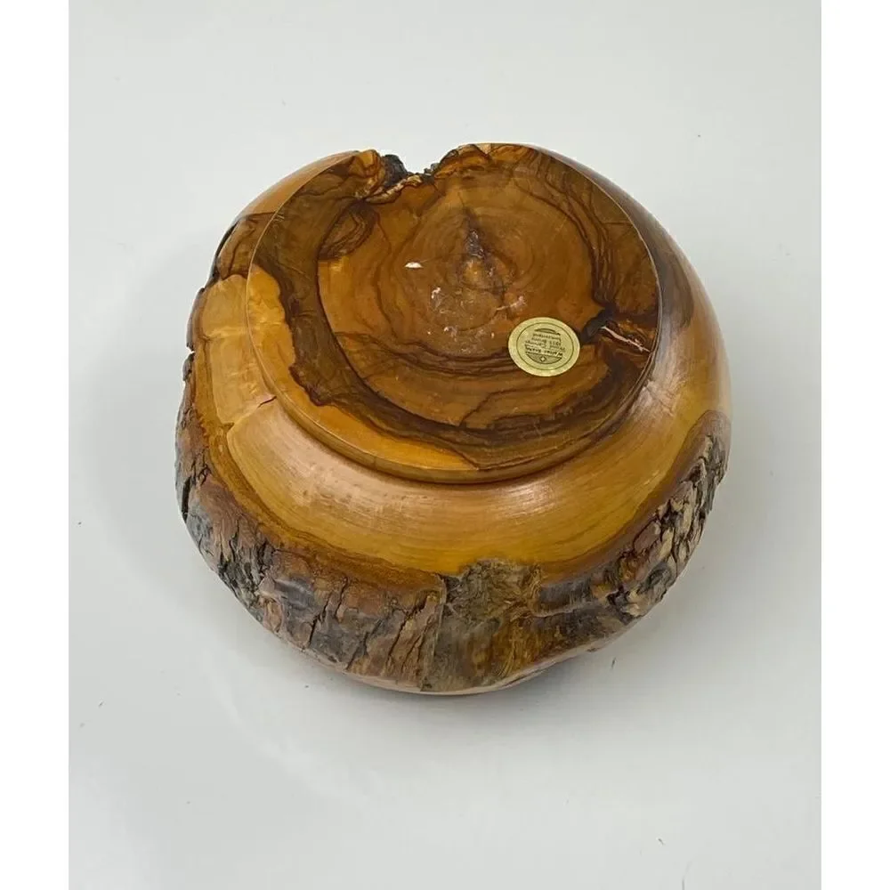 Vtg Walter Stahli Wood Carved Round Bowl Mid-Century Modern Rustic Switzerland D